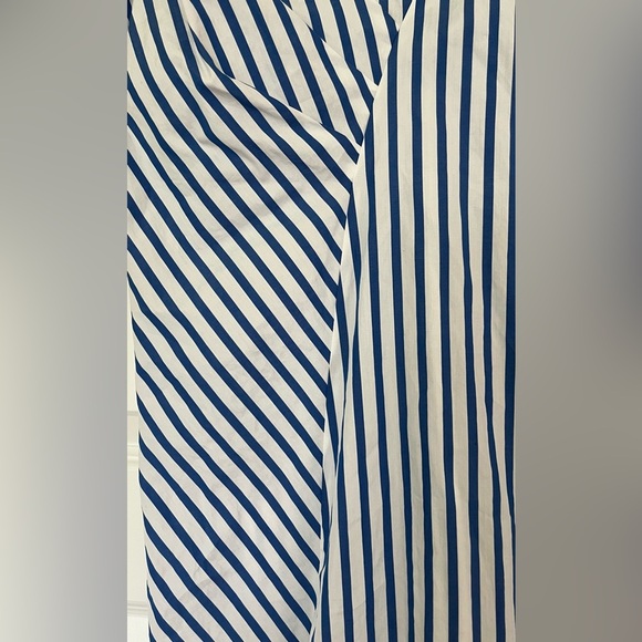 Harshman Blue and White Faux Wrap 100% Cotton Blouse Top - Picture 4 of 7